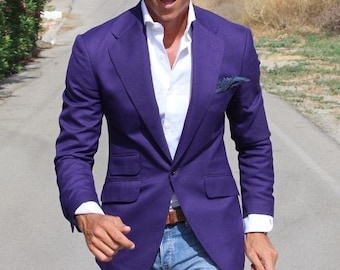 Men Jacket Arrival Elegant Purple Blazer Dinner Party Wear Jacket 1 Button Jacket Men Stylish Purple Casual Blazer