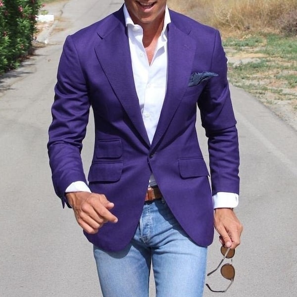 Men Jacket Arrival Elegant Purple Blazer Dinner Party Wear Jacket 1 Button Jacket Men Stylish Purple Casual Blazer