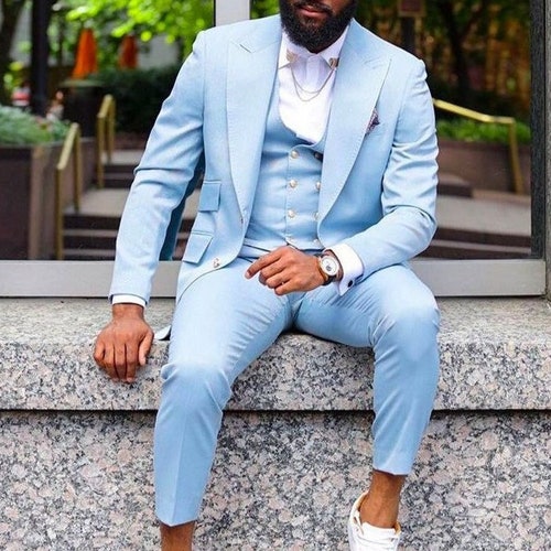 Men Suits Formal Fashion Wedding Suits Slim Fit Suits Sky Blue | Etsy