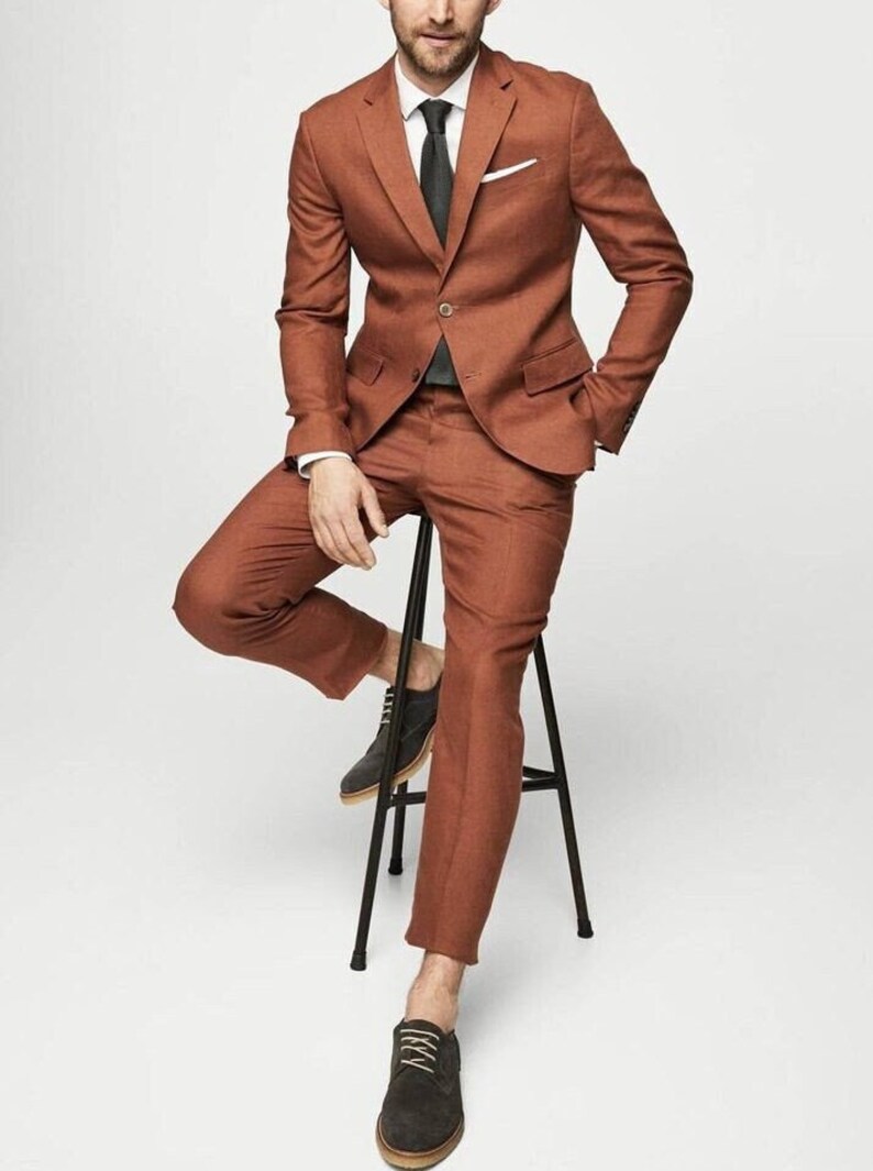 Mens Wedding Bespoke for Rust Classic 2 Piece Suits Men 2 - Etsy