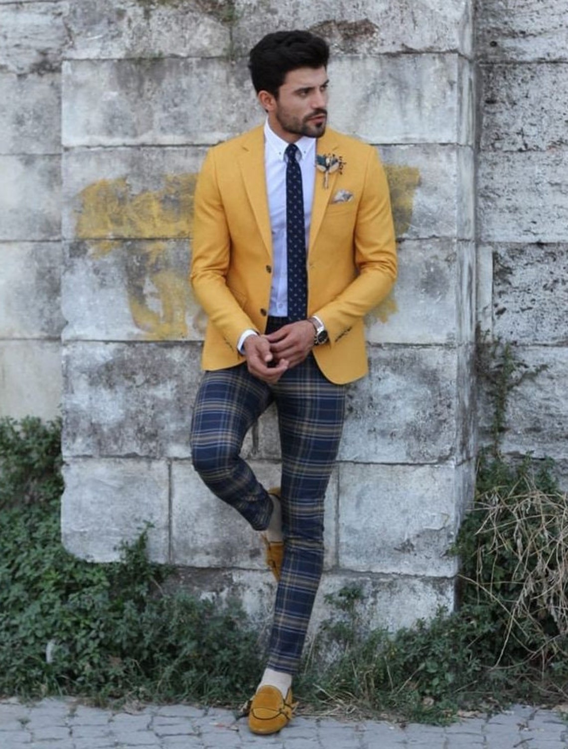 Men Yellow Jacket 2 Button Men Blazer Wedding Party Wear Coat Etsy