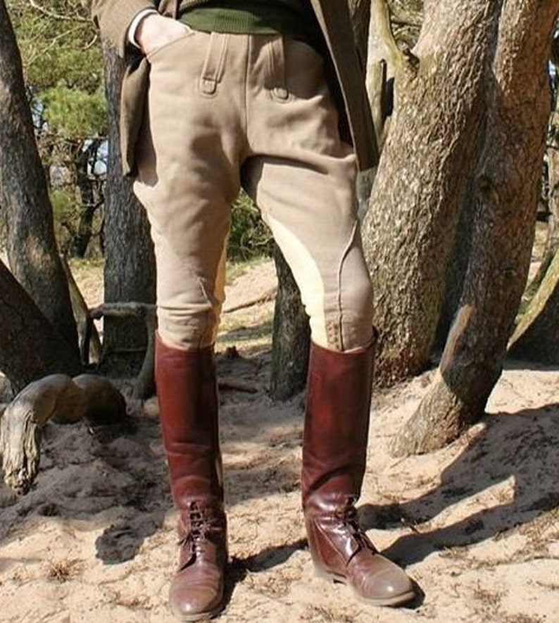 Polo Men Breeches Cotton Trouser for Men Vintage Breeches Beige Luxury