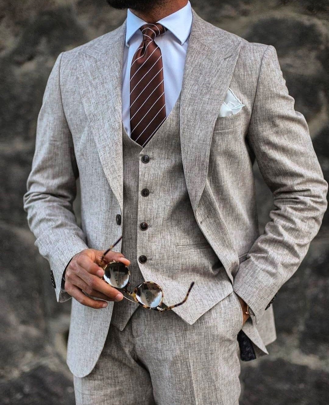 Men Linen Suits Wedding Dinner Suits for Men Bespoke Beige Etsy