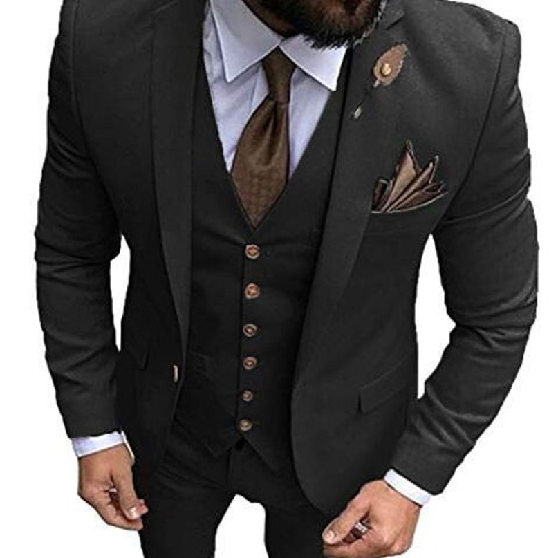 Men Black 3 Piece Suits Slim Fit Formal Men Black Stylish - Etsy