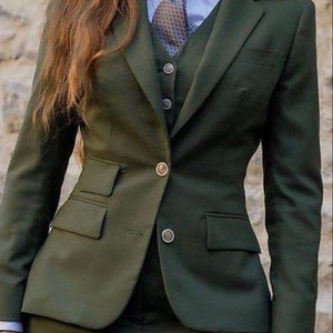 Women Suits Green Wedding Women suits Slim Fit Formal Fashion Three Piece Suits For Women Classic Official Green 2 Button Suits image 5