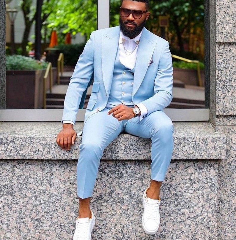 Men Suits Formal Fashion Wedding Suits Slim Fit Suits Sky Blue - Etsy
