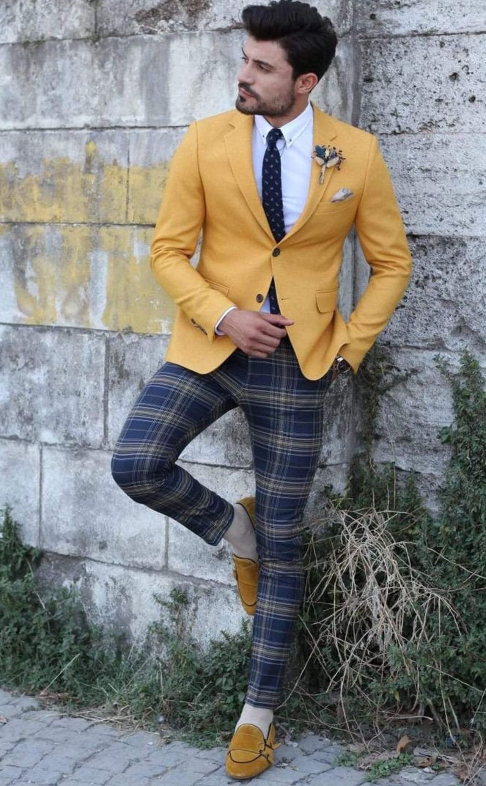 Mens Yellow Jackets 2 Button Men Jacket Wedding Party Wear Etsy