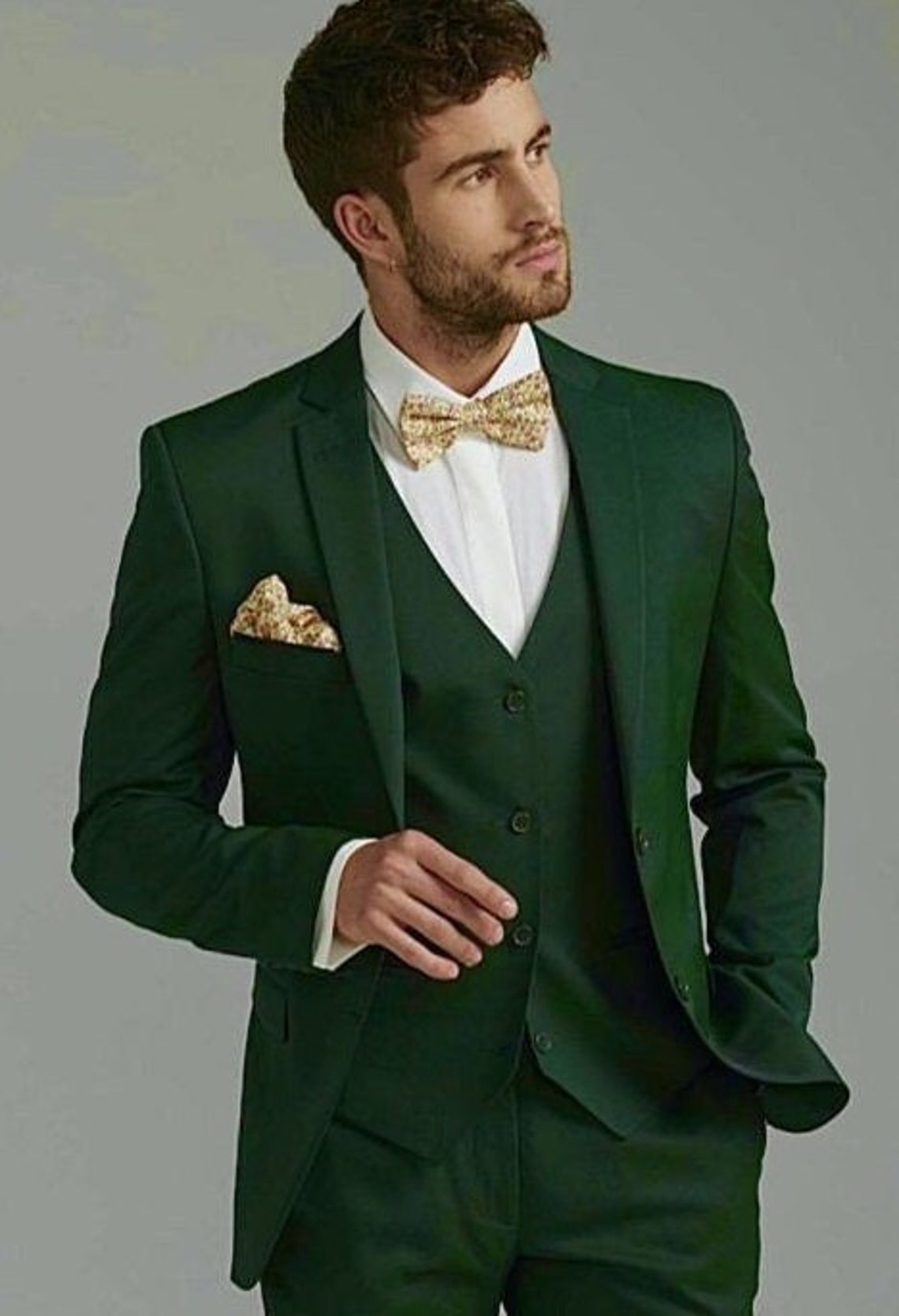 Men Wedding Groom Suits Green Party Wear Suits For Men Vintage image 1