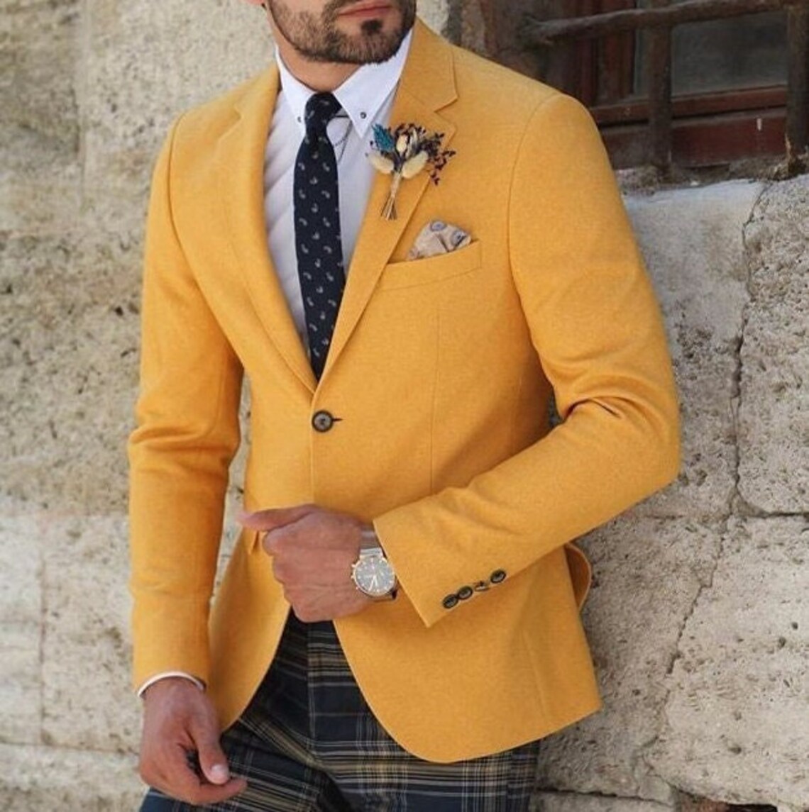 Mens Yellow Jackets 2 Button Men Jacket Wedding Party Wear Etsy