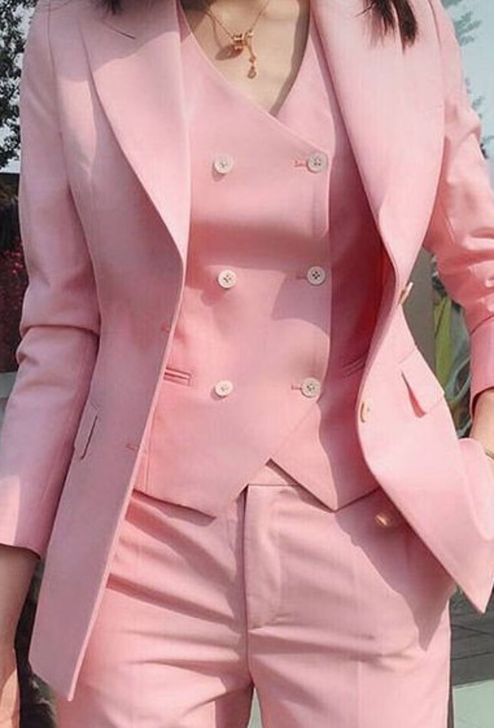 Women Suits 3 Piece Pink Suits Slim Fit 2 Button Suits Female Etsy
