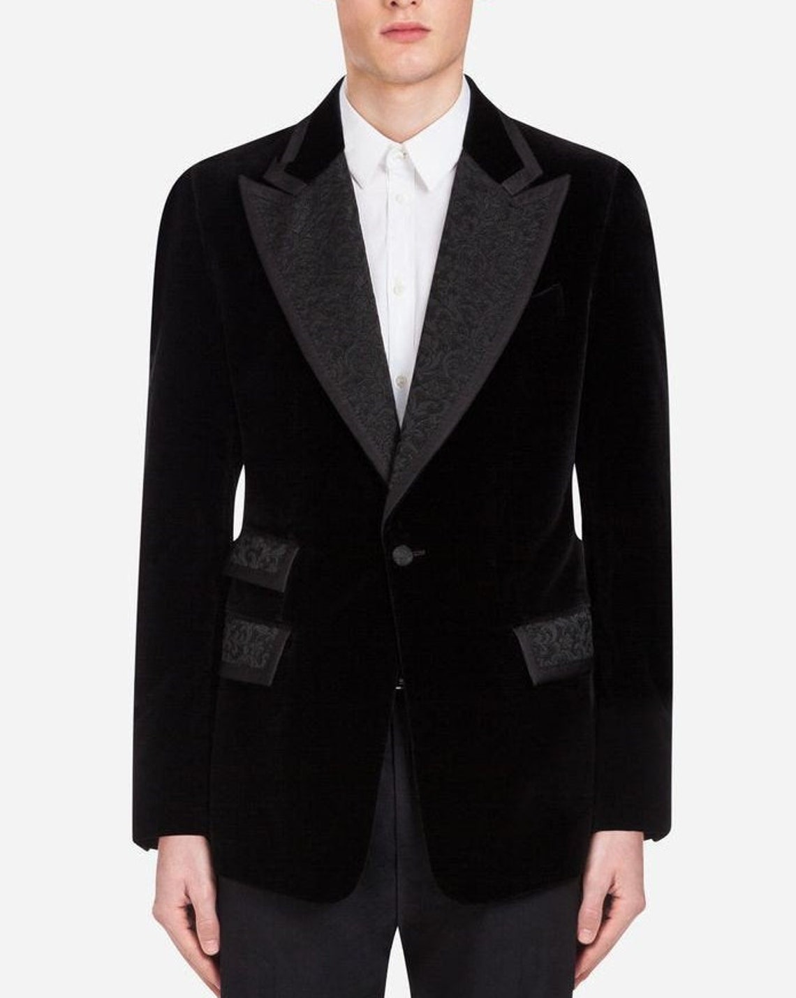 Men Jackets Velvet Peak Lapel Coat Black Velvet Dinner Jacket Etsy