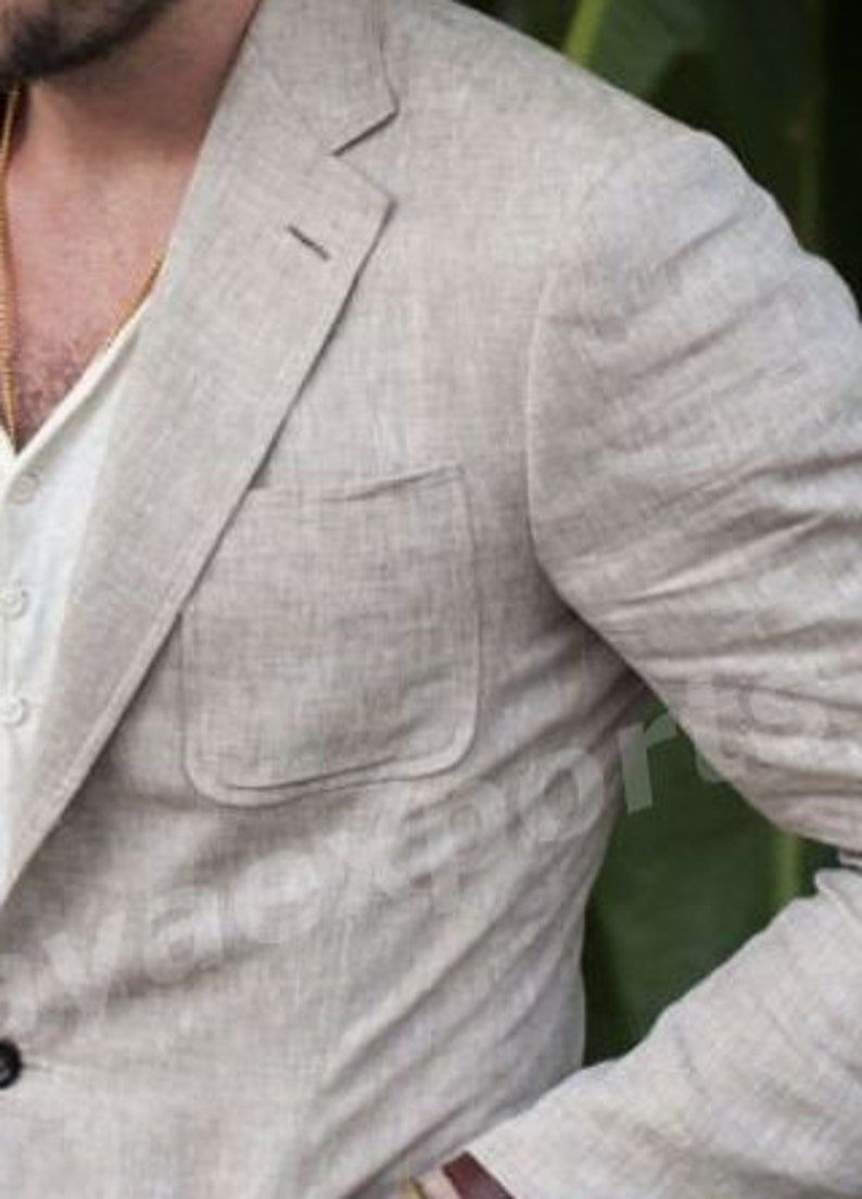Mens Suits Linen Beige Suits Formal Fashion 2 Piece Slim Fit Etsy