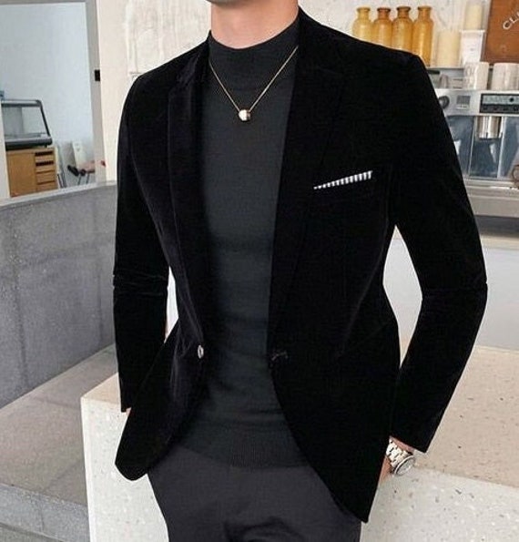 Velvet black jacket clearance mens