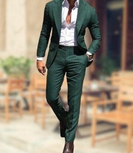 Mens Suits Wedding Party Wear Suits Green Vintage Suits Notch - Etsy