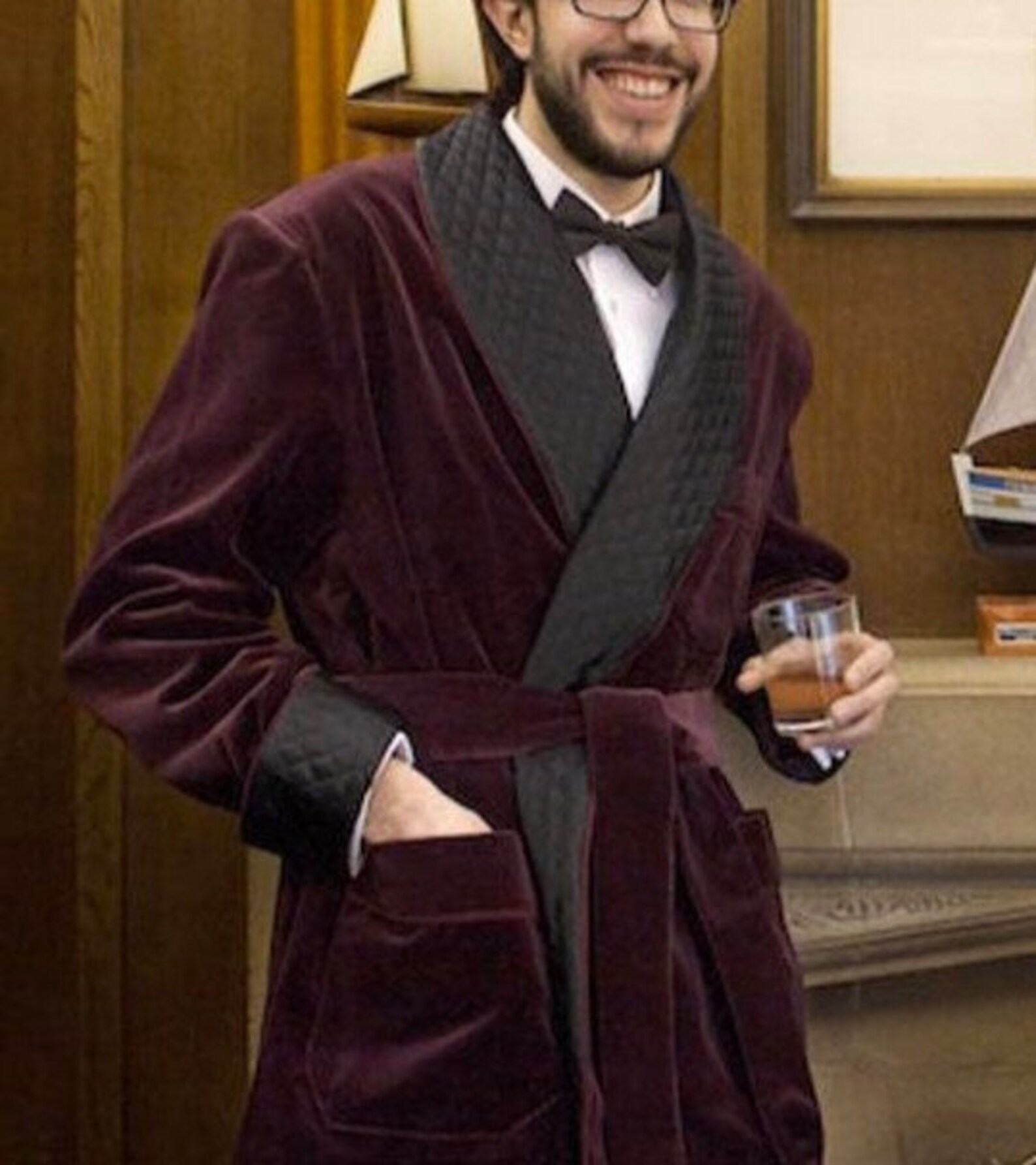 Men Smoking Jacket Burgundy Velvet Long Smoking Jacket Dinner | Etsy