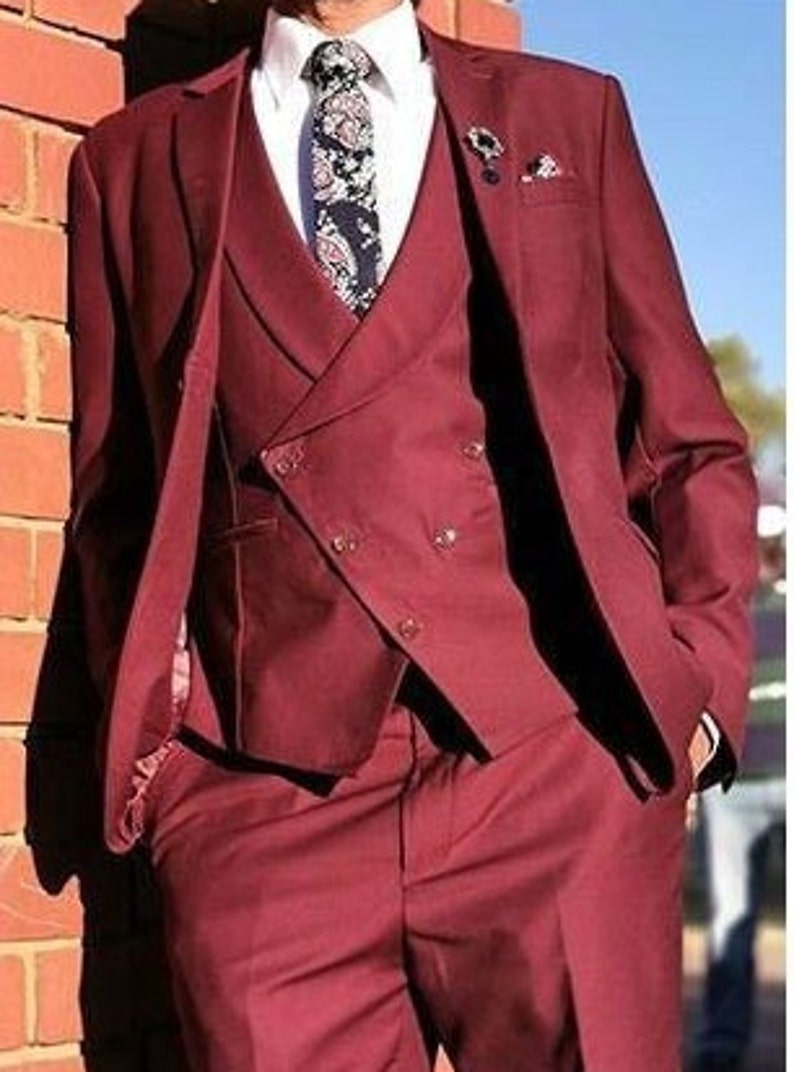 Men Classic Suits Maroon Vintage Suits Wedding Dinner Suits Etsy
