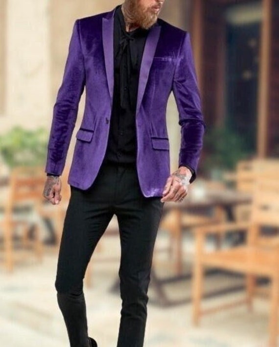 Purple velvet suit jacket sale