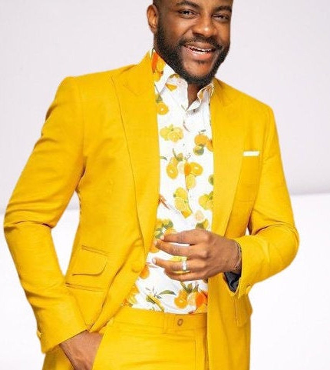 Men Suits Yellow 2 Piece Suits Groom Wear Dinner Suits 2 Etsy