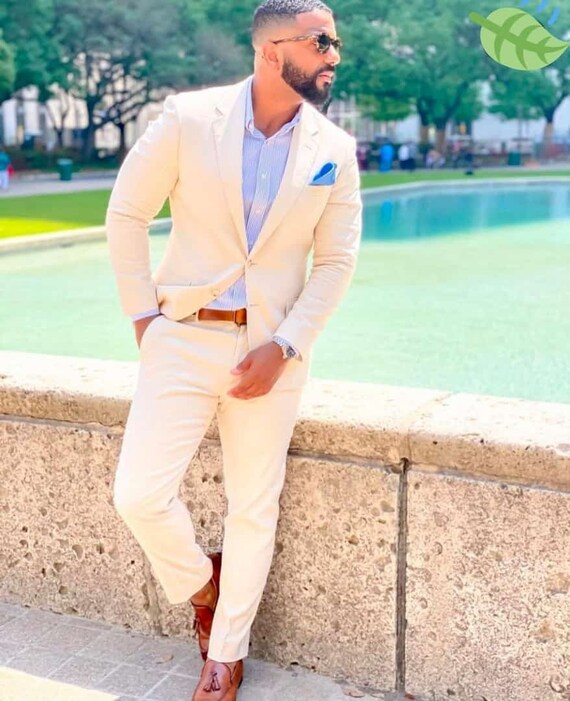 Men Suits Ivory 2 Piece Suits Wedding 