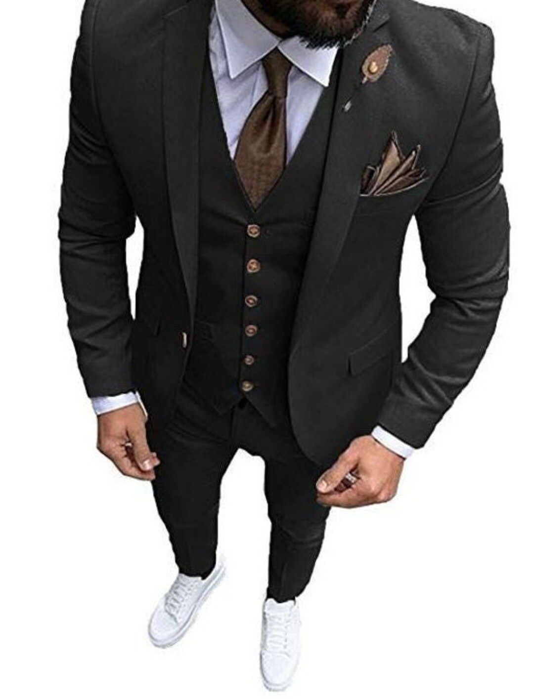 Men Black 3 Piece Suits Slim Fit Formal Men Black Stylish Etsy