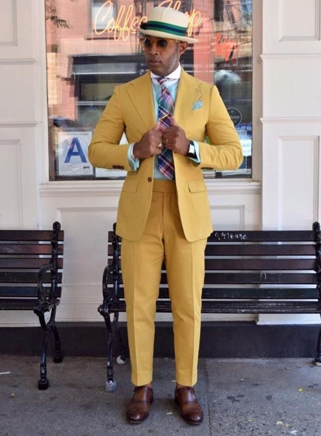 Men Suits Yellow 2 Piece Suits Groom Wear Dinner Suits 2 - Etsy