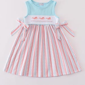 pink whale dress Girls Pink Whale Smocked Seersucker Dress