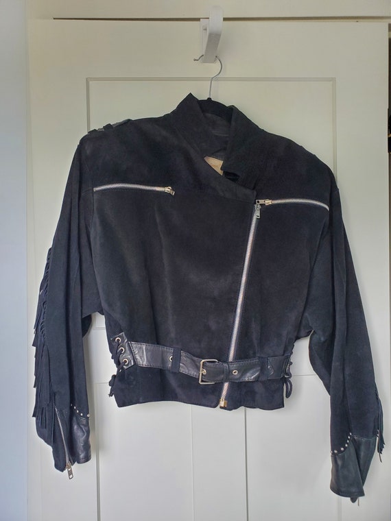 Vintage 80's Suede Fringe Moto Jacket