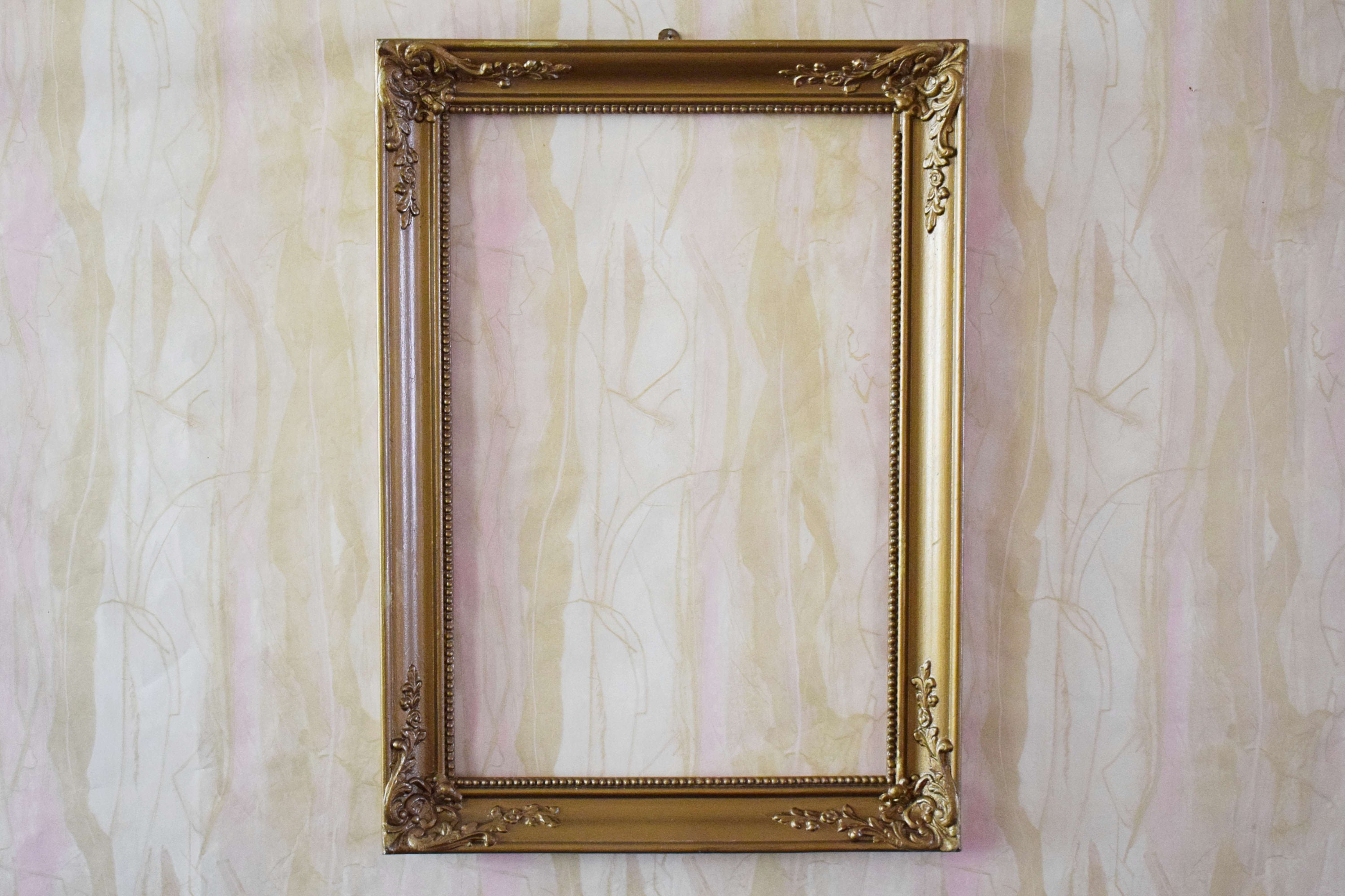 Large ornate frame Golden brown wooden frame Rectangular Etsy