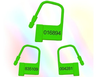 Nummerierte Keuschheitsschlösser, anpassbar – Grün – Einweg-Keuschheitskäfig, Kunststoff-Vorhängeschlösser, Etiketten, Siegel
