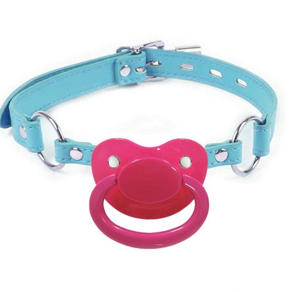 Adult Pacifier Gag Locking Blue - ABDL Dummy Gag