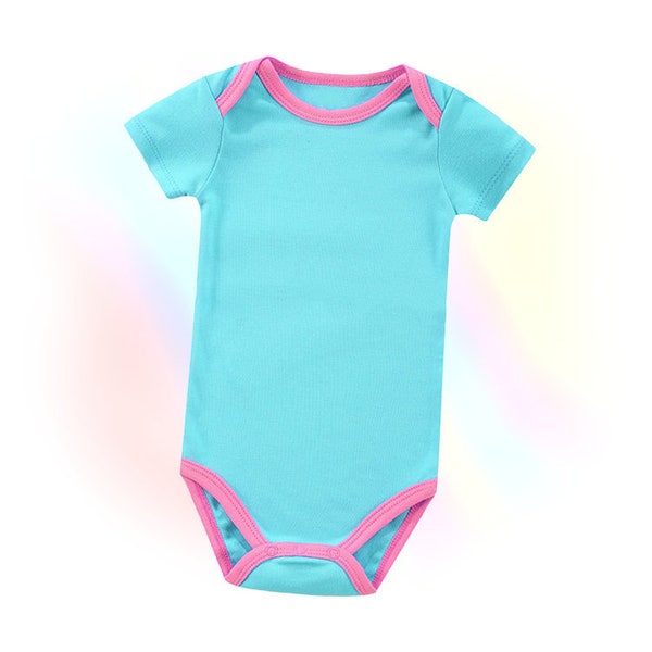 Adult Romper - Blue / Pink - ABDL Onesie Body Suit - Snap Crotch Buttons