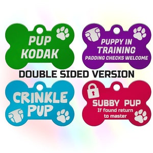 Kink Collar Tags - Double Sided - Custom Adult Dog Tags - Bone Shape Abdl Pup-Play Pet-Play Charm