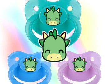 Adult Pacifier - Green Dino Design - ABDL Dinosaur Dummy