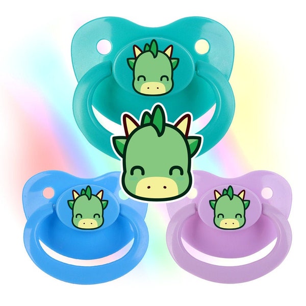 Adult Pacifier - Green Dino Design - ABDL Dinosaur Dummy