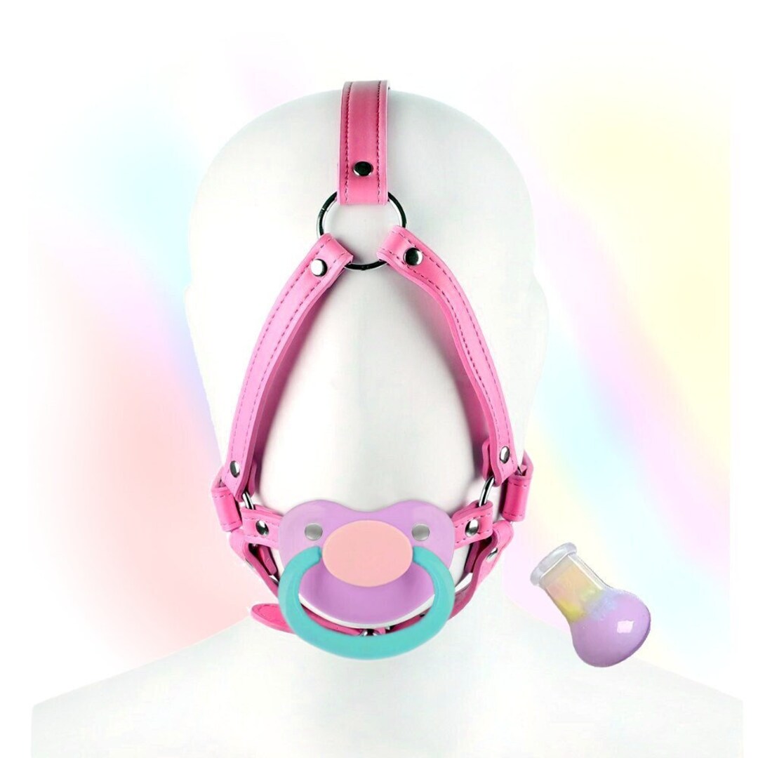 Adult Pacifier Gag Sherbet Head Harness Hot Pink ABDL Dummy Gag Etsy
