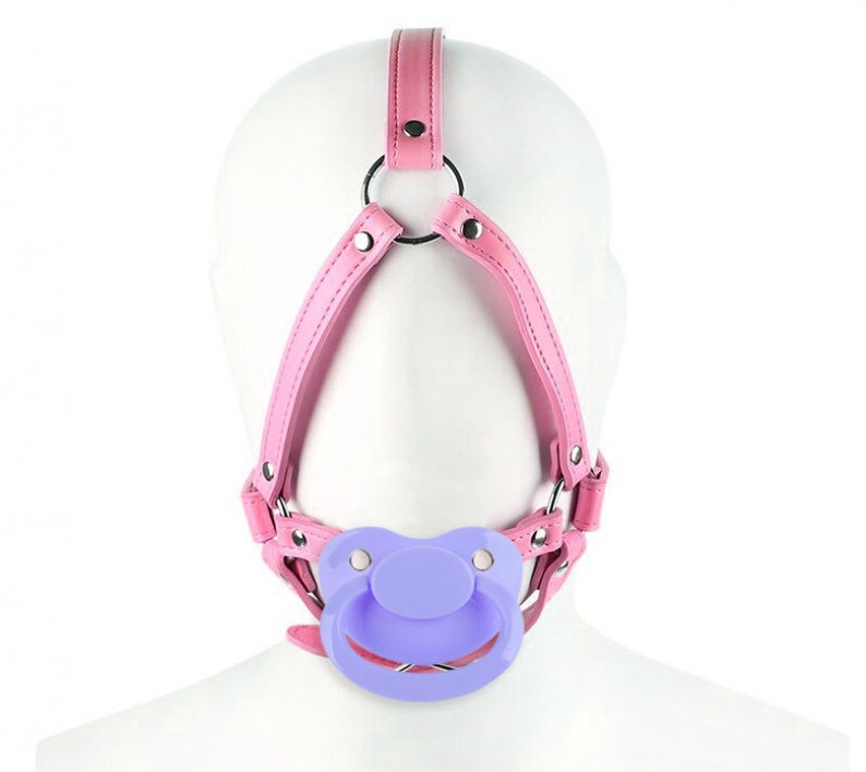 Adult Pacifier Gag Head Harness Pink - ABDL Dummy Gag 