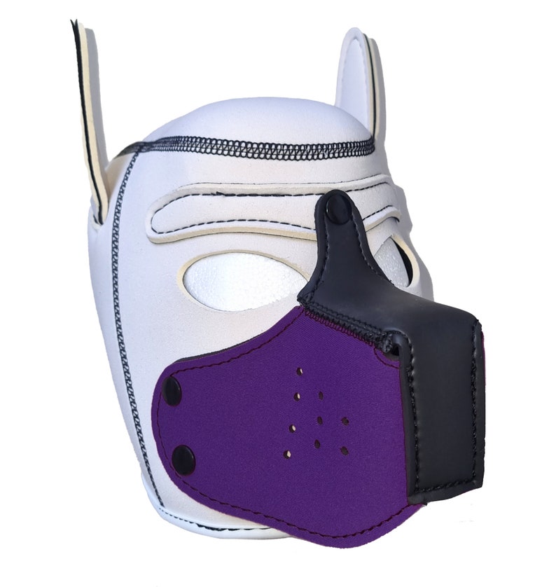 Puppy Hood White Purple Pup Neoprene Mask