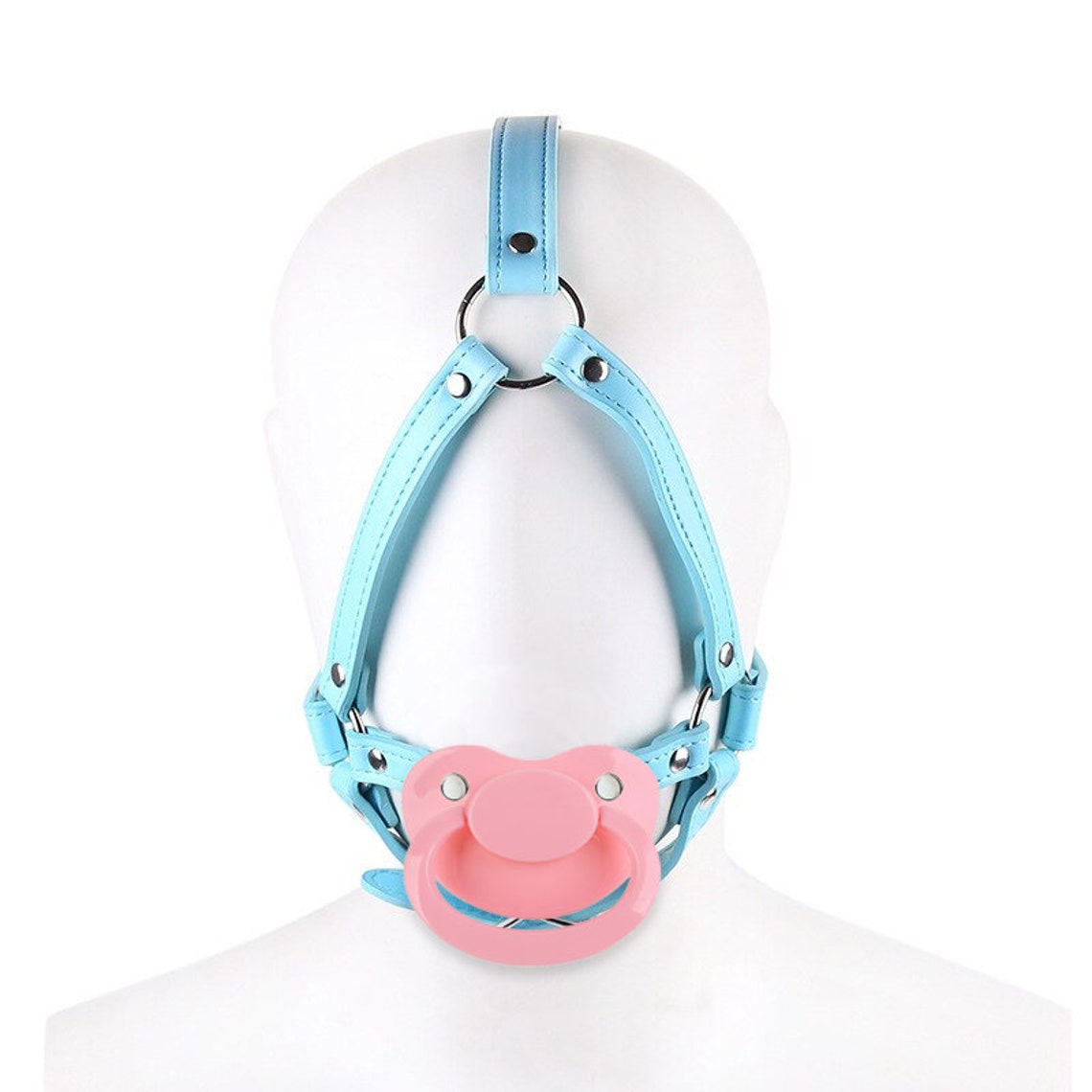 Adult Pacifier Gag Locking Head Harness Blue ABDL Dummy Gag Etsy