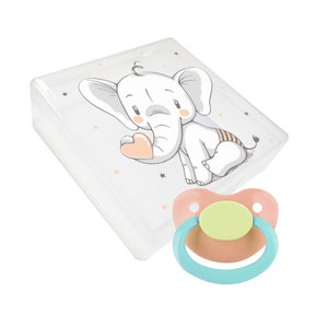 Adult Pacifier Storage Box and ABDL Dummy - Baby Elephant