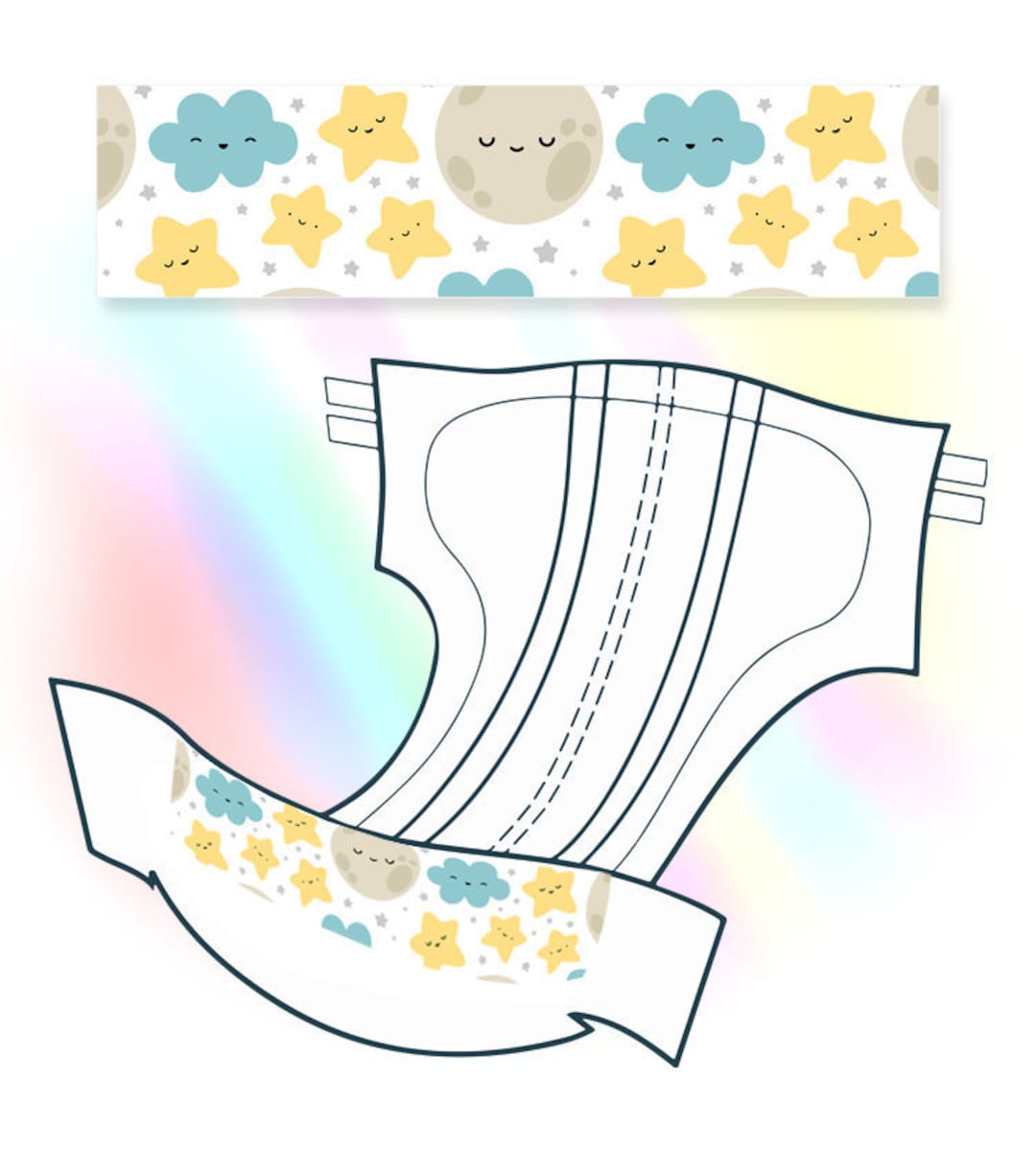 Adult ABDL Diaper Sticker Moons & Stars Nappy Landing Zone Tape Etsy