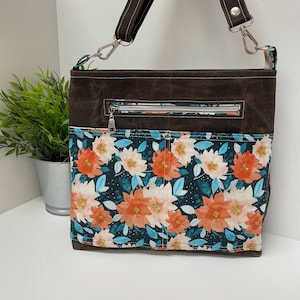 Beautiful Kaitlin purse | Waxed canvas purse | Floral Crossbody Handbag