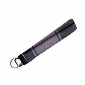 Pink and Black plaid Key Fob, Wrist Key Ring, Key Chain, Key Holder, Wristlet, Key Lanyard, Key Wrist Strap