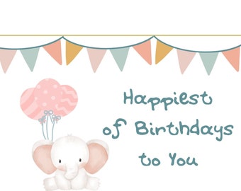 Printable birthday card, Digital card, Cute printable card, Basic card for child birthday, Birthday gift, Birthday card