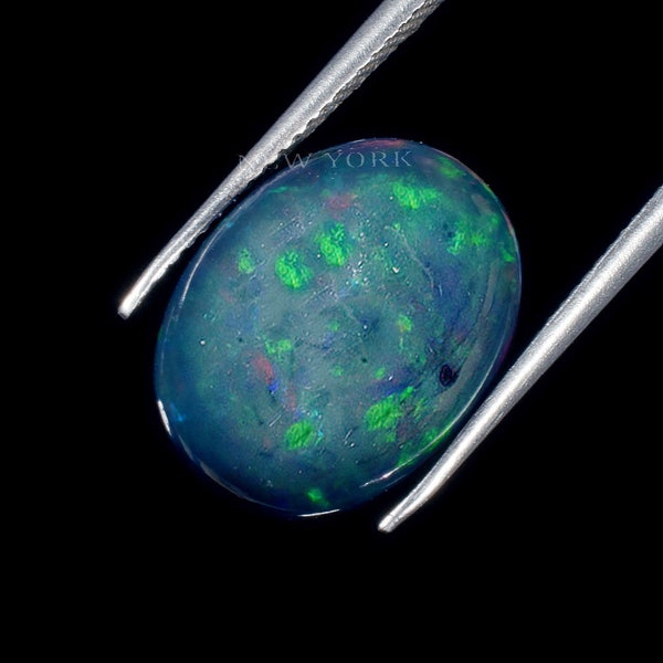 4.70 Cts Weight Of 15x11 Mm Size Ethiopian Mined Black Ethiopian Opal Oval Cabochons| Most Beautiful Stone Of Vived Flashes| SKU#NY1187S