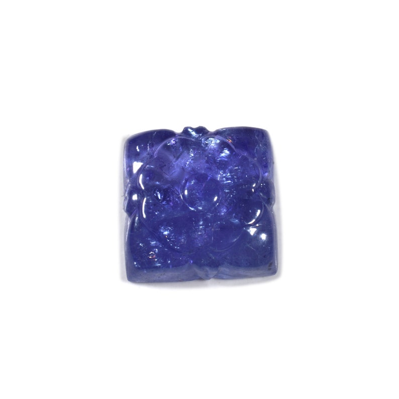 SKU#NYTCA93S Natural Tanzanite Carved Stone Pendant Gemstone Carving Cabochons|AAA Top Blue Color 13.90Cts Weight Of 14.3x14.3 Mm Size
