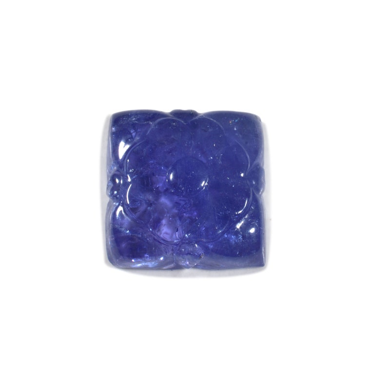 SKU#NYTCA93S Natural Tanzanite Carved Stone Pendant Gemstone Carving Cabochons|AAA Top Blue Color 13.90Cts Weight Of 14.3x14.3 Mm Size