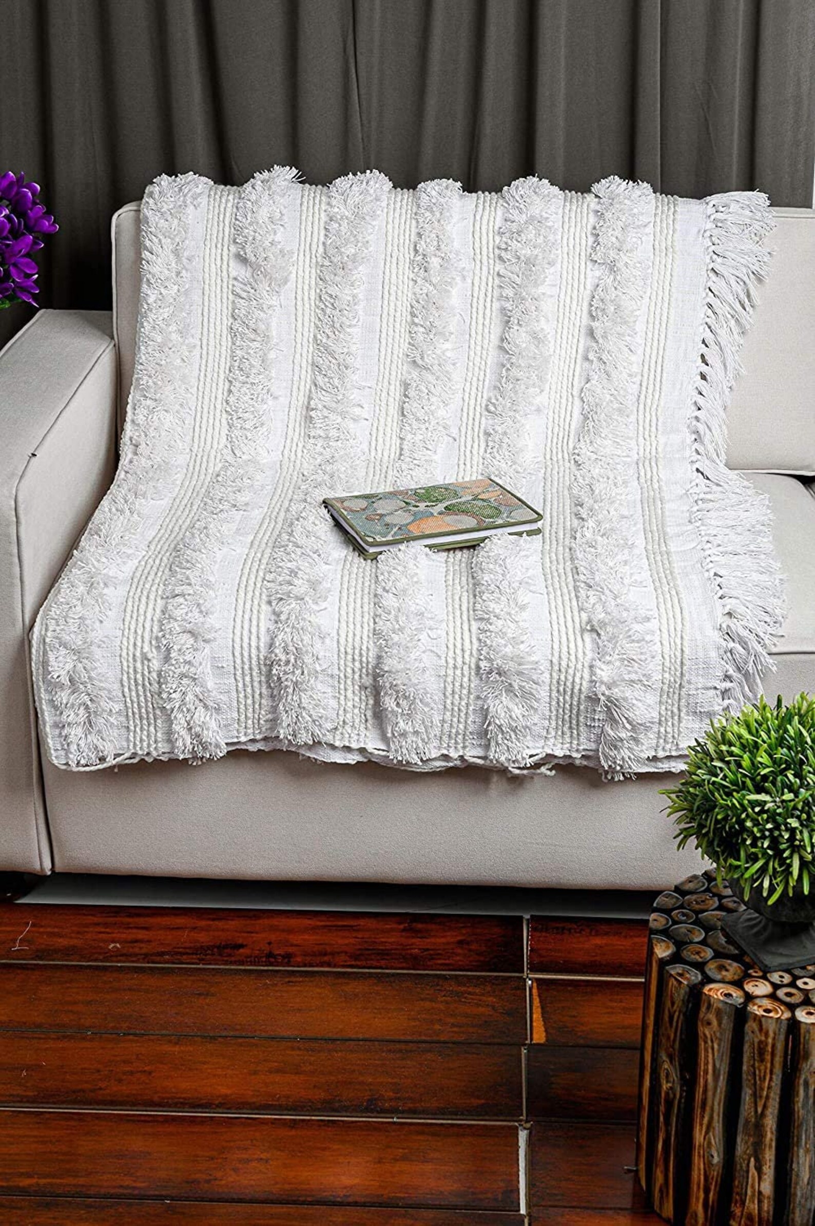 Bohemian White Throw Blanket Handwoven Throw Sofa Throw Etsy