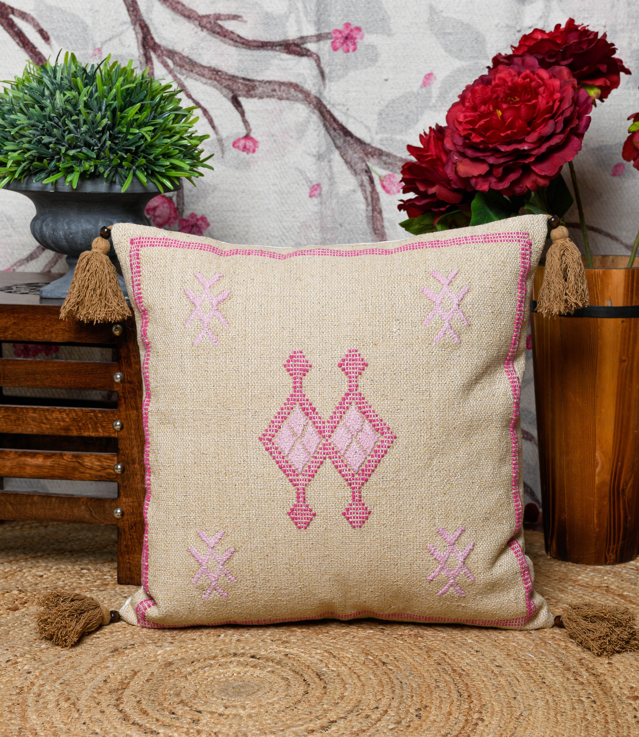 Throw pillow Moroccan Cactus Silk pillow Moroccan sabra Etsy