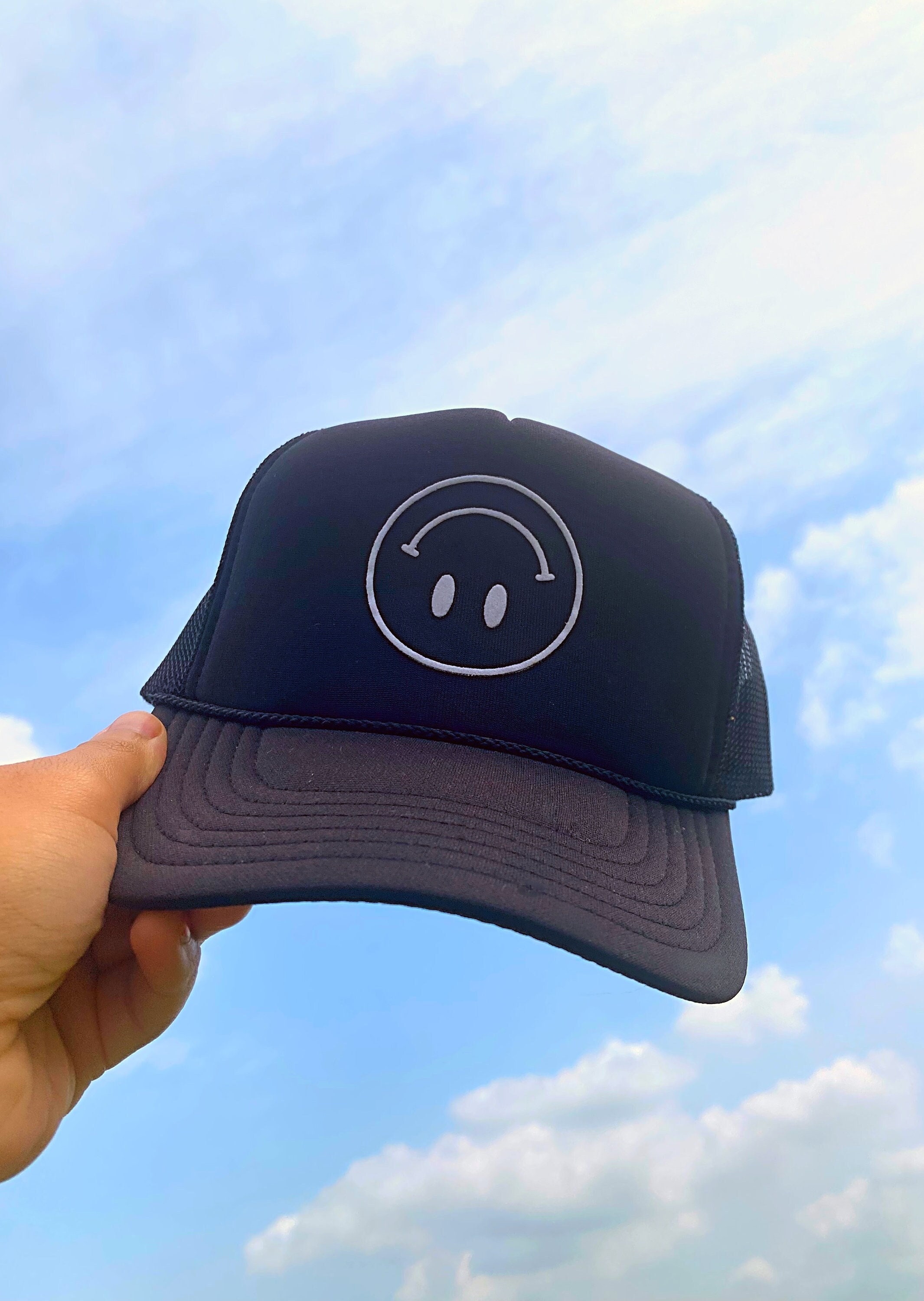 Smiley Face Trucker Hat Upside Down Smiley Happy Face