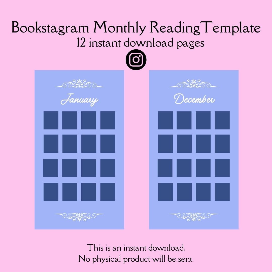 Bookstagram Monthly Reading Template, IG Post Story, Aesthetic Reading Bookstagram Monthly Reading Template, IG Post Story, Aesthetic Reading